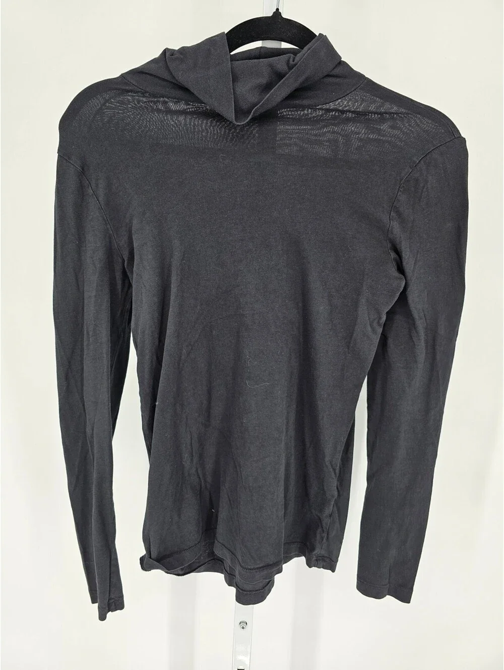 J Crew Womens Sz S Fitted Long Sleeve Turtleneck T Shirt Solid Black